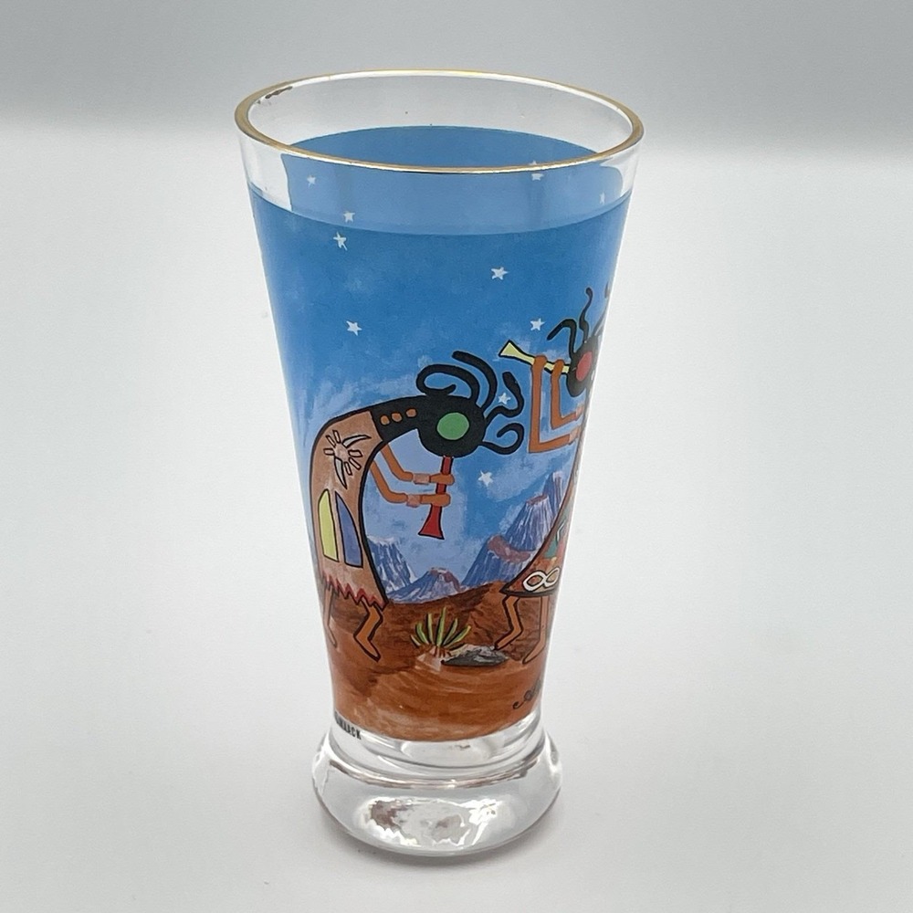 Vintage Arizona Kokopelli Shot Glass Shooter MAACK Gold Rim 1990s - Picture 5 of 9